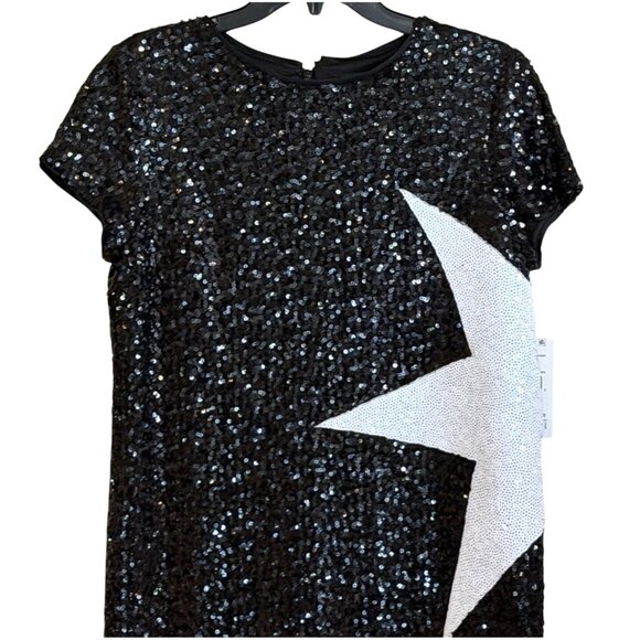 Aidan Mattox Black White Star Sequined Mini Dress Size M NWT - Picture 4 of 6